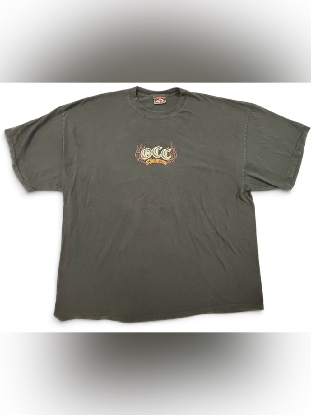 Orange County Choppers Vintage Y2K Black Flame Biker T Shirt 3XL Fit OCC